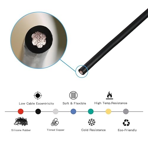 Vista 39 de BNTECHGO Bobina de alambre de silicona de calibre 14, rojo y negro, cada uno de 20 pies, 2 cables separados, alambre de cobre estañado trenzado