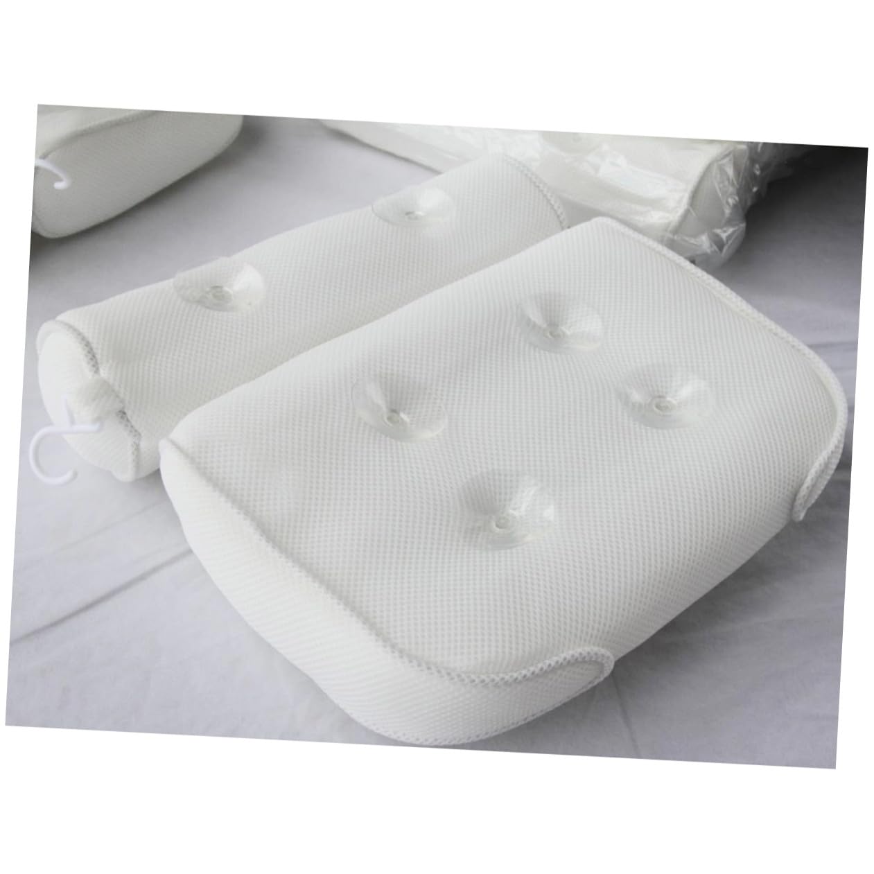 Cuscino da Vasca da Bagno in 3d Mesh Bianco con 6 Ventose