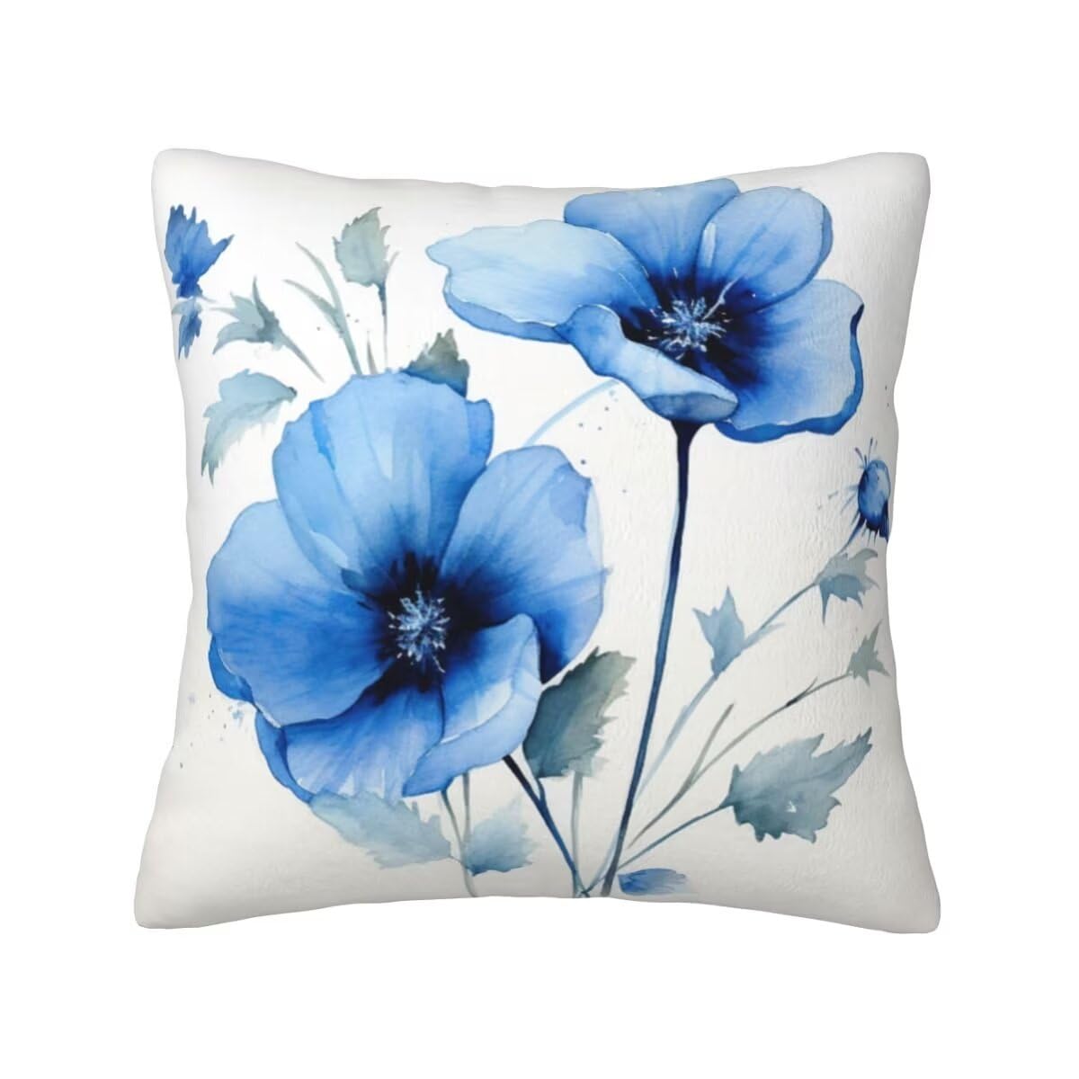 Federe Cuscini Divano 65x65 cm Set di 2 in Velluto Copricuscini Divano, Federe Cuscini Fiore Blu Decorativi Cuscini per Divano, Federe Cuscino Divano per Soggiorno, Camera da Letto Room Decor -TR254