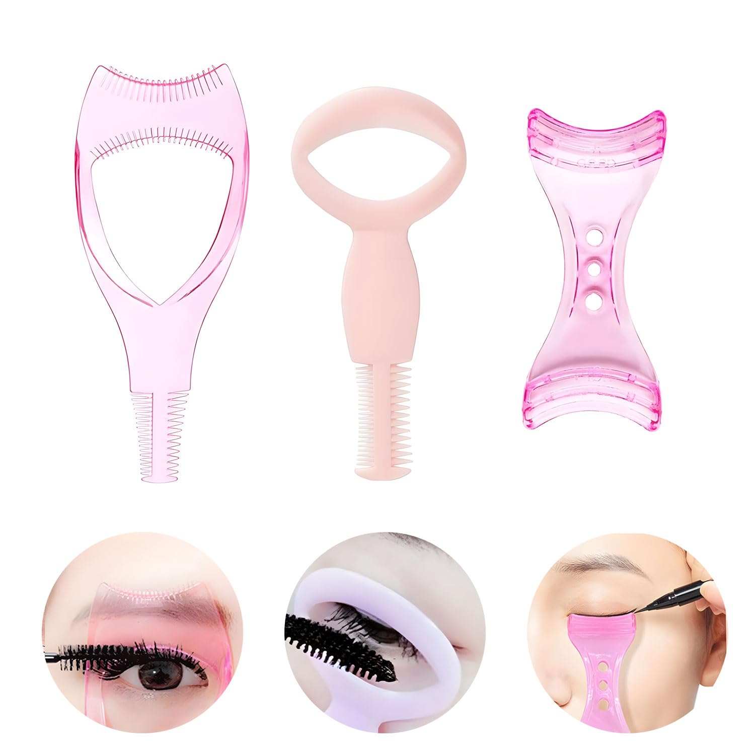 3 Piece Set Makeup Eyelash Tool,3 In1 Eyelashes Tools Mascara Shield Applicator, Eyelash Guard and Eyeliner Shield Plastic Mascara Stencil, Reusable Eyelash Guard Guide Tool for Girls Women