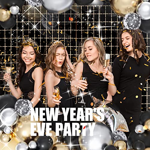 Image of PADELO Black Shimmer Wall Backdrop, Square Backdrop Curtain,2Pcs 3.3x6.6 Feet Black Streamer Backdrop for Graduation Birthday Party Supplies Decorations Holiday Photo Booth Props