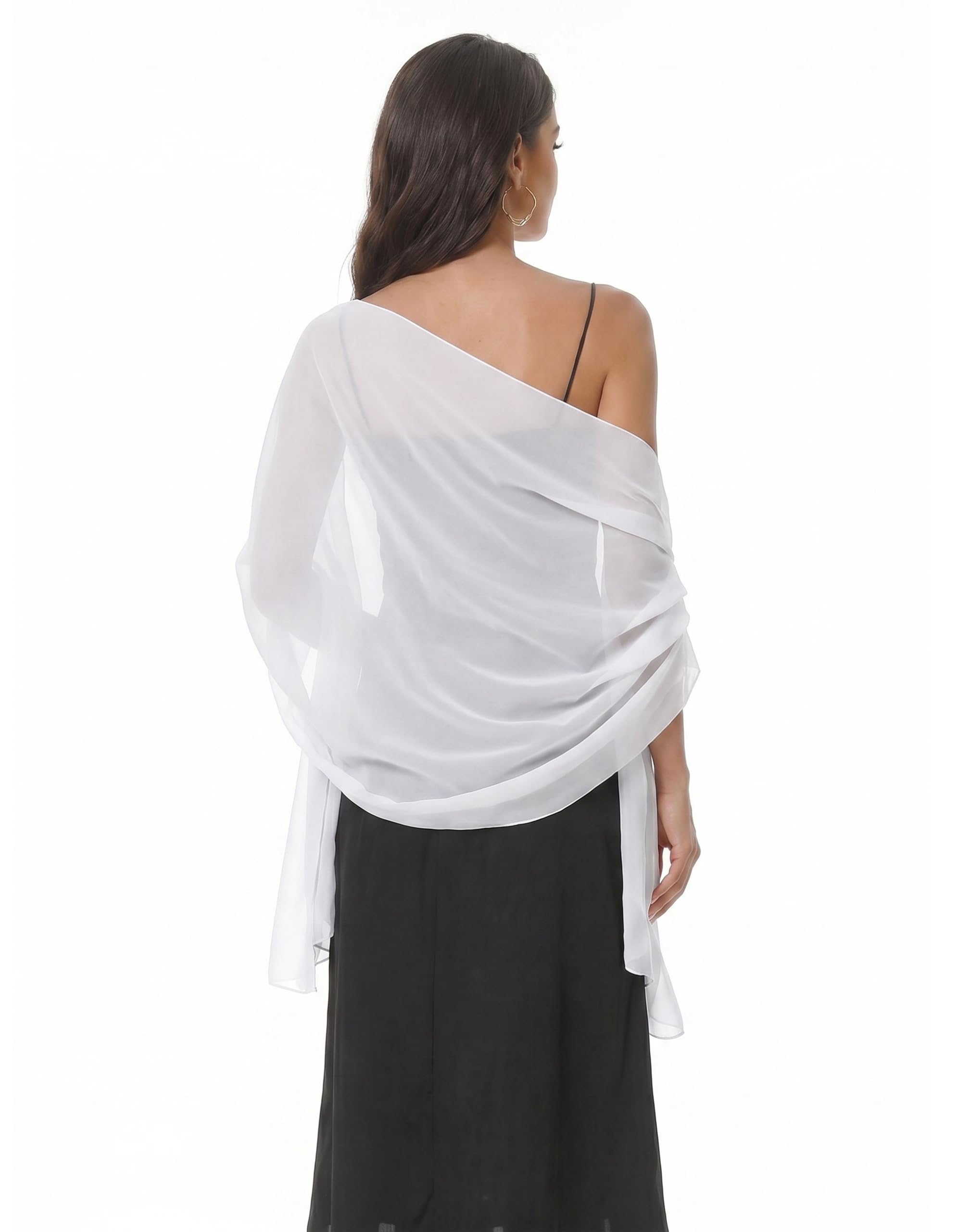Chiffon Shawls Scarves Wraps for Bridal Wedding Party Evening Dress and Special Occasion Dresses, Ivory, Medium