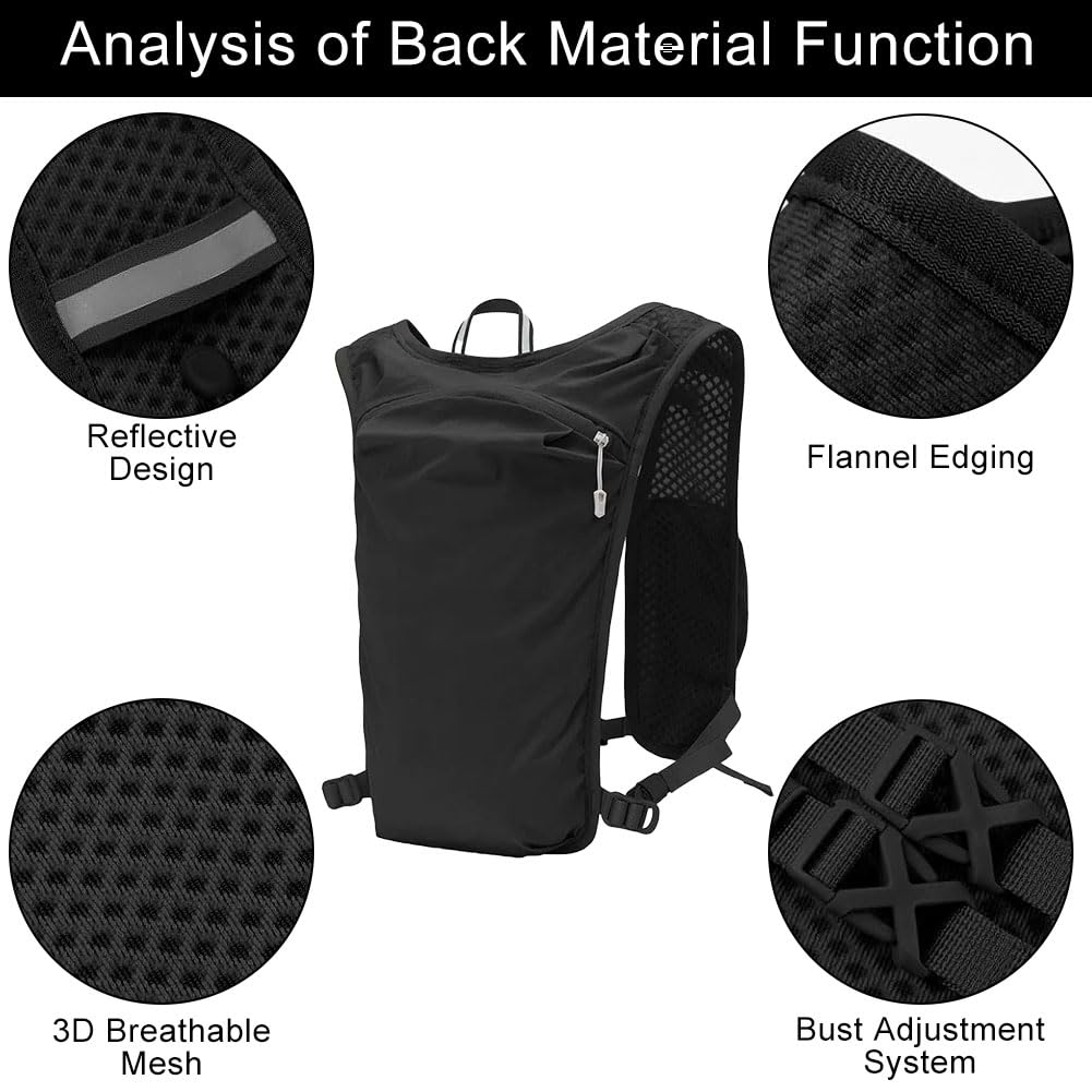 Running Vest For Men Women Lightweight Breathable Running Backpack Reflective Adjustable Hydration Vest with Phone Holder & Storage Functional Running Accessories For Cycling Hiking Marathon — view 2