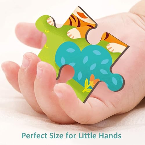 Miniatura 6 de MoinKidz Rompecabezas de 24 piezas para niños de 3 a 5 años, piezas de rompecabezas de forma única, animales del bosque, rompecabezas de madera para
