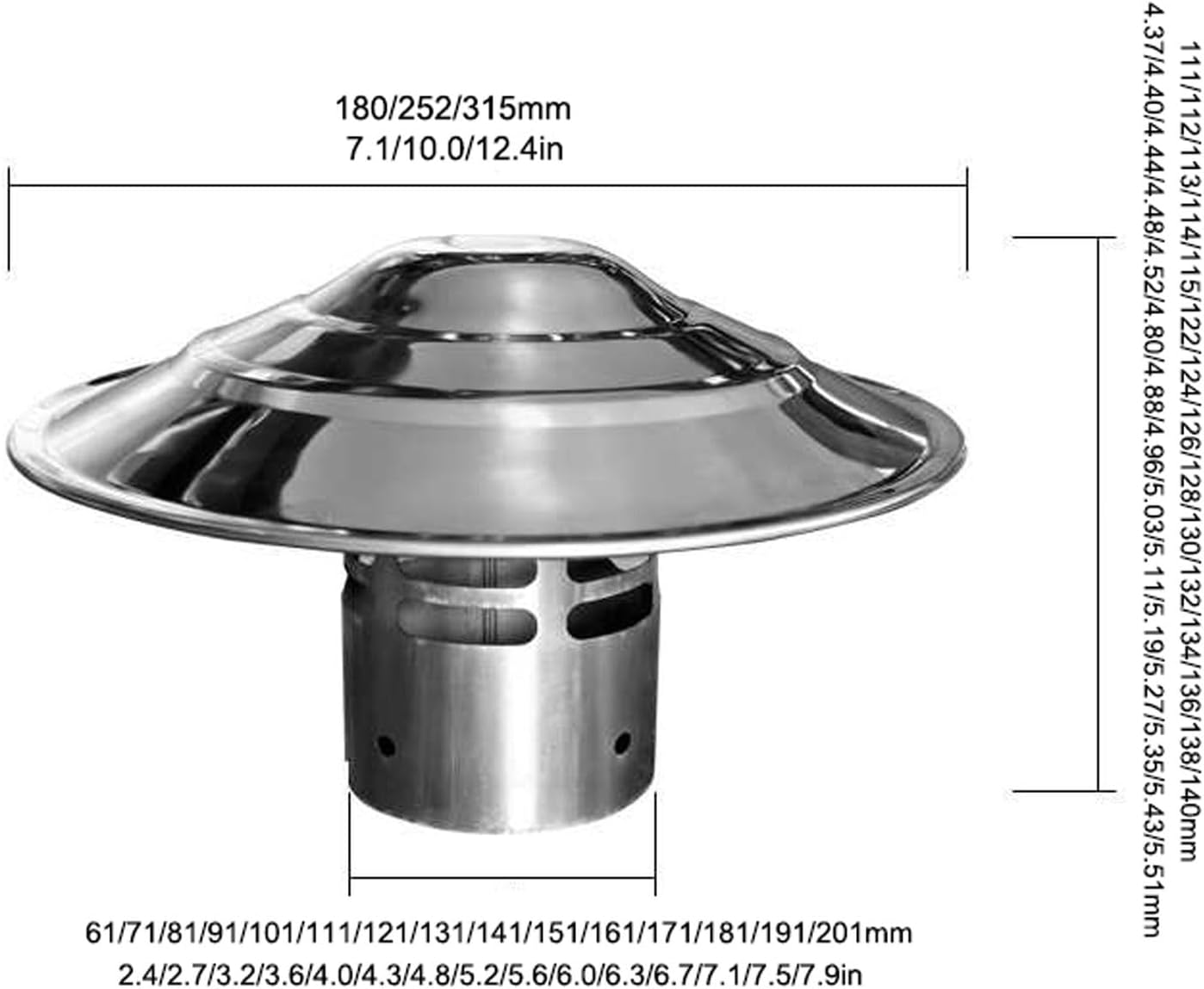 JHDXL Chimney Cap, Roof Vent Cap, Waterproof Cap, Chimney Cover, Rural Wood Stove Chimney Rain, Vertical Installation Exhaust Pipe Cap, Perfectly Insulated Roof Vent(121mm/4.8in)