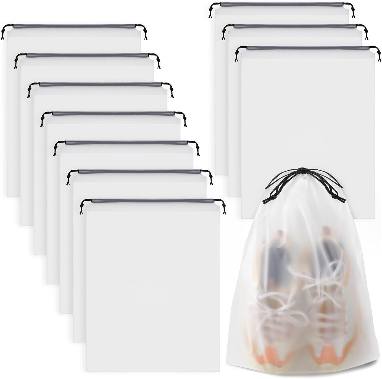 Shoe Bag for Travel Transparent Waterproof – Shoe Cover Bag & Shoe Pouch for Travel, Dust Bag for Shoes,Drawstring Shoe Bags for Storage at Home & Travelling (10, Clear)-image-30