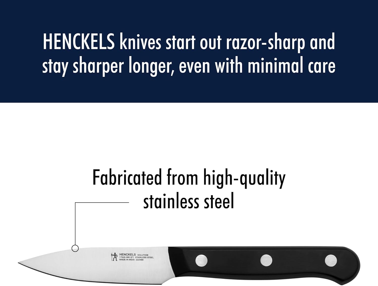 HENCKELS Solution Razor-Sharp 2-Piece Compact Chef Knife Set, German Engineered Knife Informed by over 100 Years of Mastery, Black - Image 3