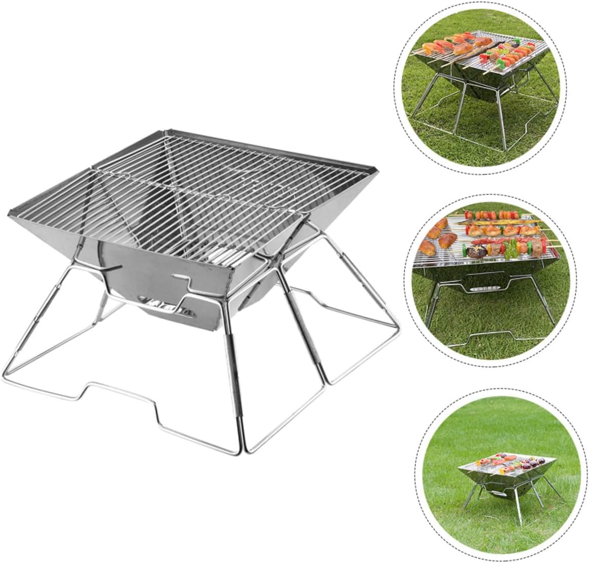 Wear-resistant Portable Folding Bbq Grill for Camping Outdoor Use Barbecue Accessory with Easy-clean Surface and Heat Resistant for Hiking and Backyard Cooking