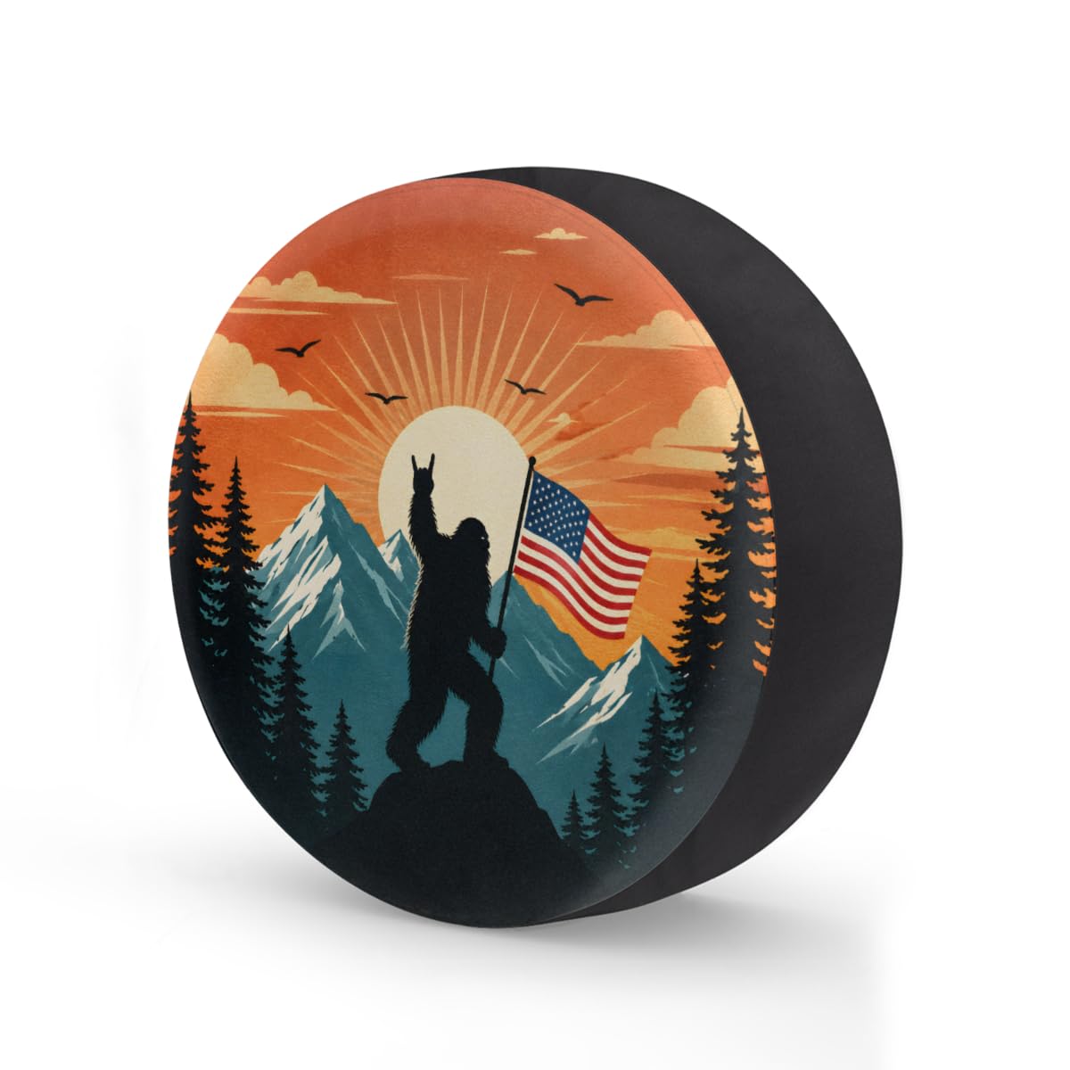 Bigfoot American Flag Spare Tire Cover Wheel Covers Protectors Waterproof Dust-Proof Universal Fit Trailer, RV, SUV and Many Vehicle 14 Inch,C-05