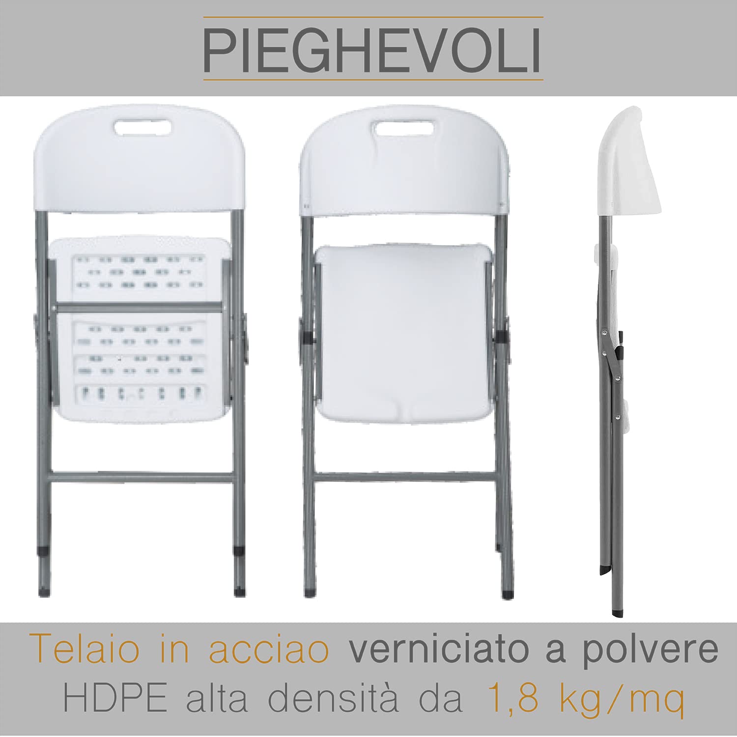 GOVITA - Set 2 Sedie Pieghevoli Salvaspazio in Plastica e Metallo | Sedie da Giardino Richiudibili Resistenti Fino a 157,5 kg | Comode e Leggere per Interni ed Esterni