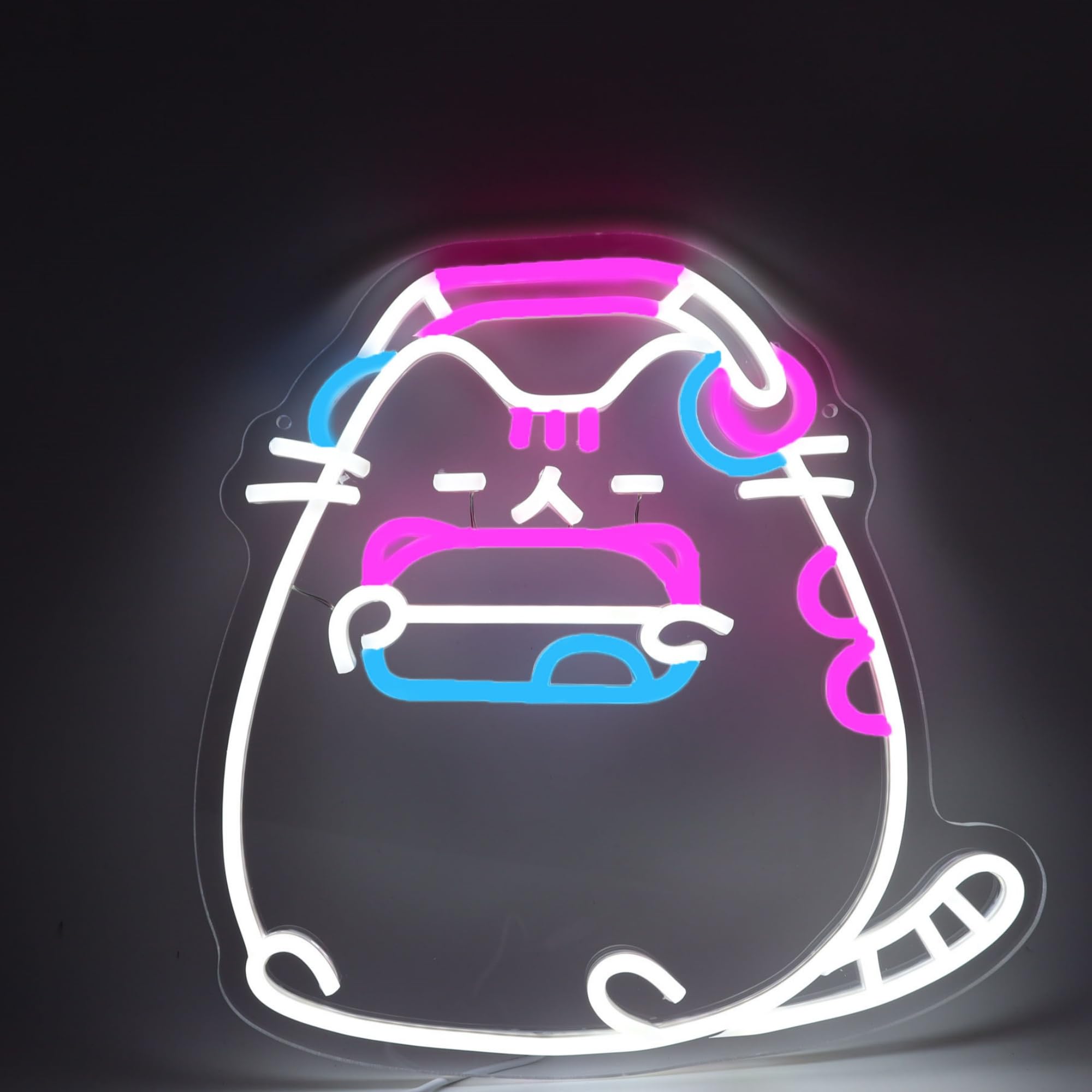 pusheen Neon Sign Pusheen Neon Light Wall Decor Kids Bedroom Game Room Men Cave Party Bar LED Neon Light Gifts for Boys Girls14.8 * 16.68Inch