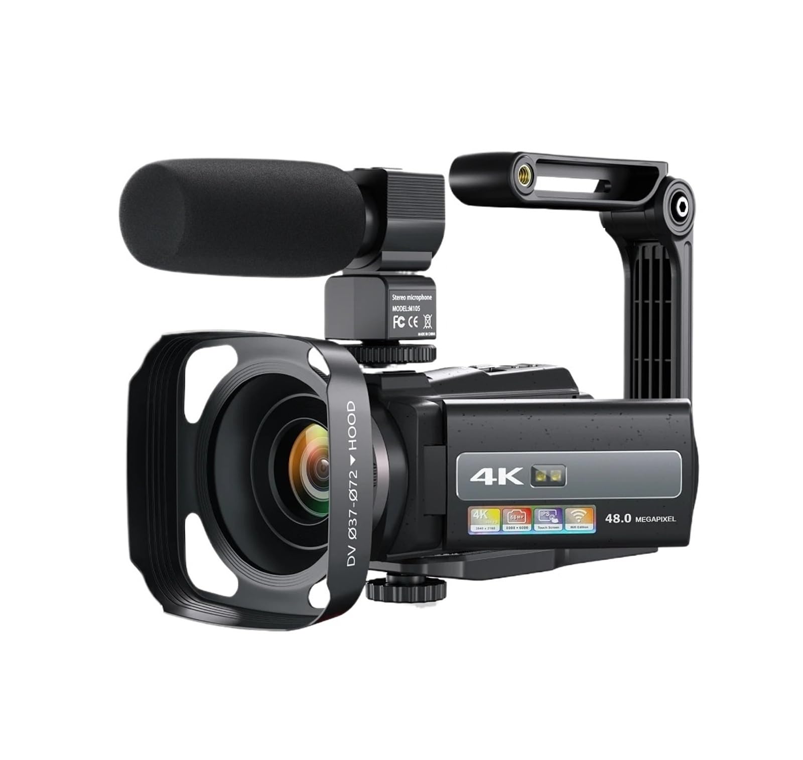 Videocamera, Videocamera 4K 48MP UHD WiFi IR Visione notturna Vlogging Camera for YouTube Zoom digitale 16X Touch Screen