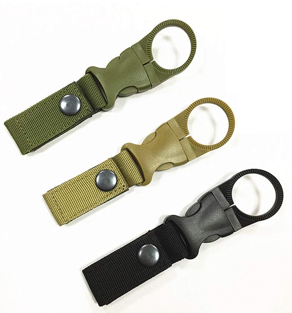 RAJry 3 Pack Hanging Bottle Buckle Clip Carabiner,Portable Mineral Water Bottle Ring Holder Keychain Belt Webbing Strap for Outdoor Camping Hiking Traveling-image-3