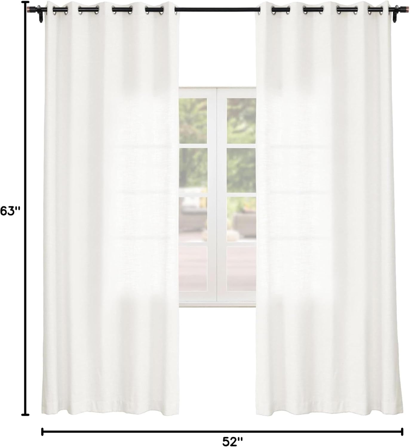cololeaf White Linen Curtains for Bedroom Living Room Farmhouse Room Darkening Curtains Window Treatment Neutral Home Decor Burlap Drapes Country Grommet Snow White 52”Wx63”L 1 Panel