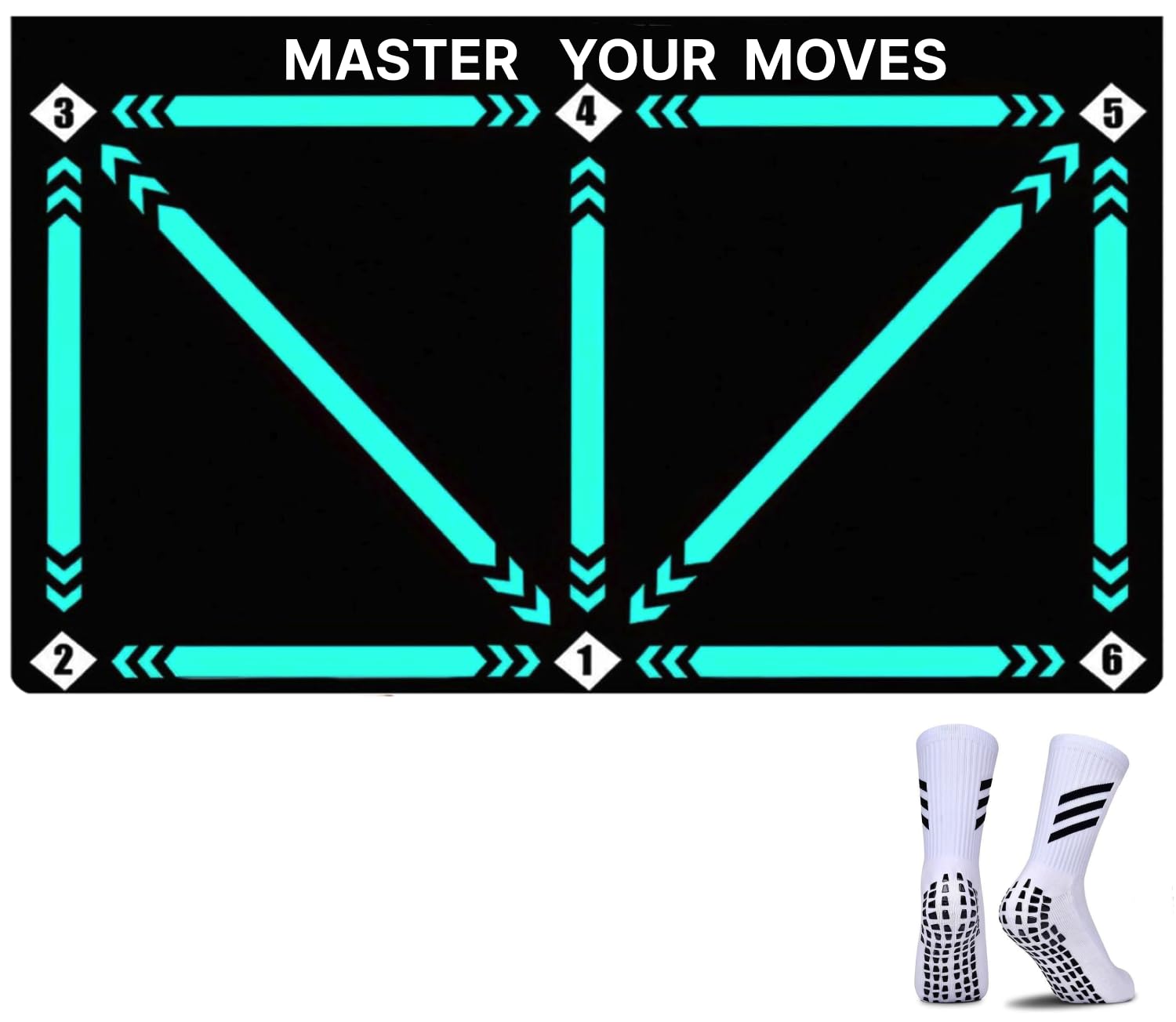 Vasedos Offical XL 90x60 Cm Pro, Football Training Mat with Socks, Football training equipment, perfect football gifts for boys non-slip Carpet for Ball Control Practice