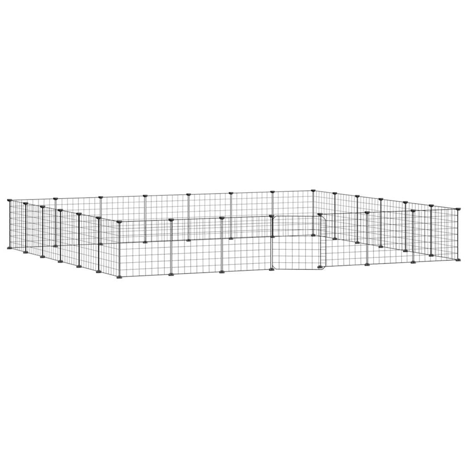 ShGaxin Jaula para Mascotas de 28 Paneles Puerta, Jaulas para Conejos, Jaula Cobaya, Recinto para Conejos, Valla para Mascotas, Cosas para Conejos, Parque para Conejos, Acero Negro 35x35 cm