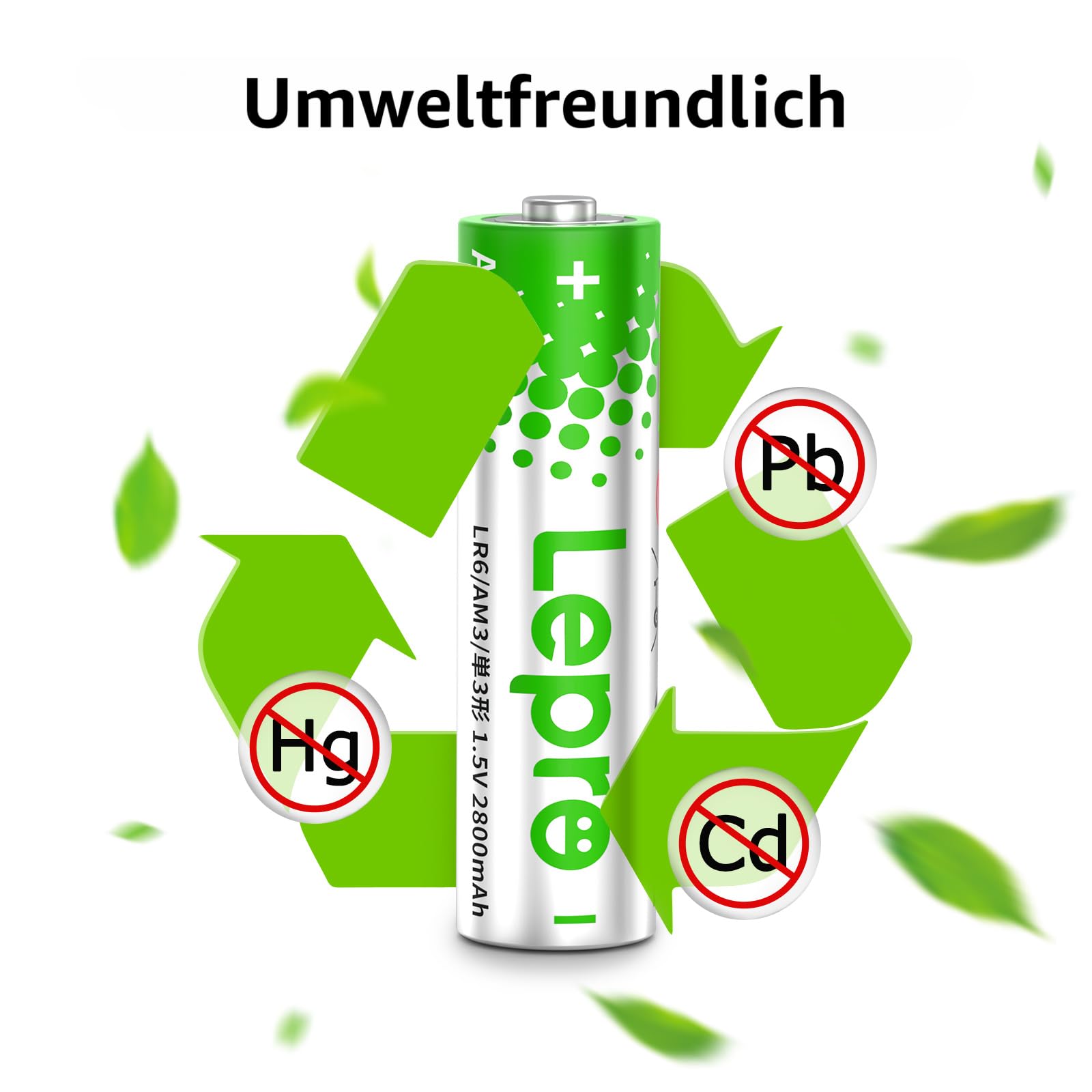 Lepro AA Batterien, 100 Stück, Alkaline Batterie AA mit 1.5V