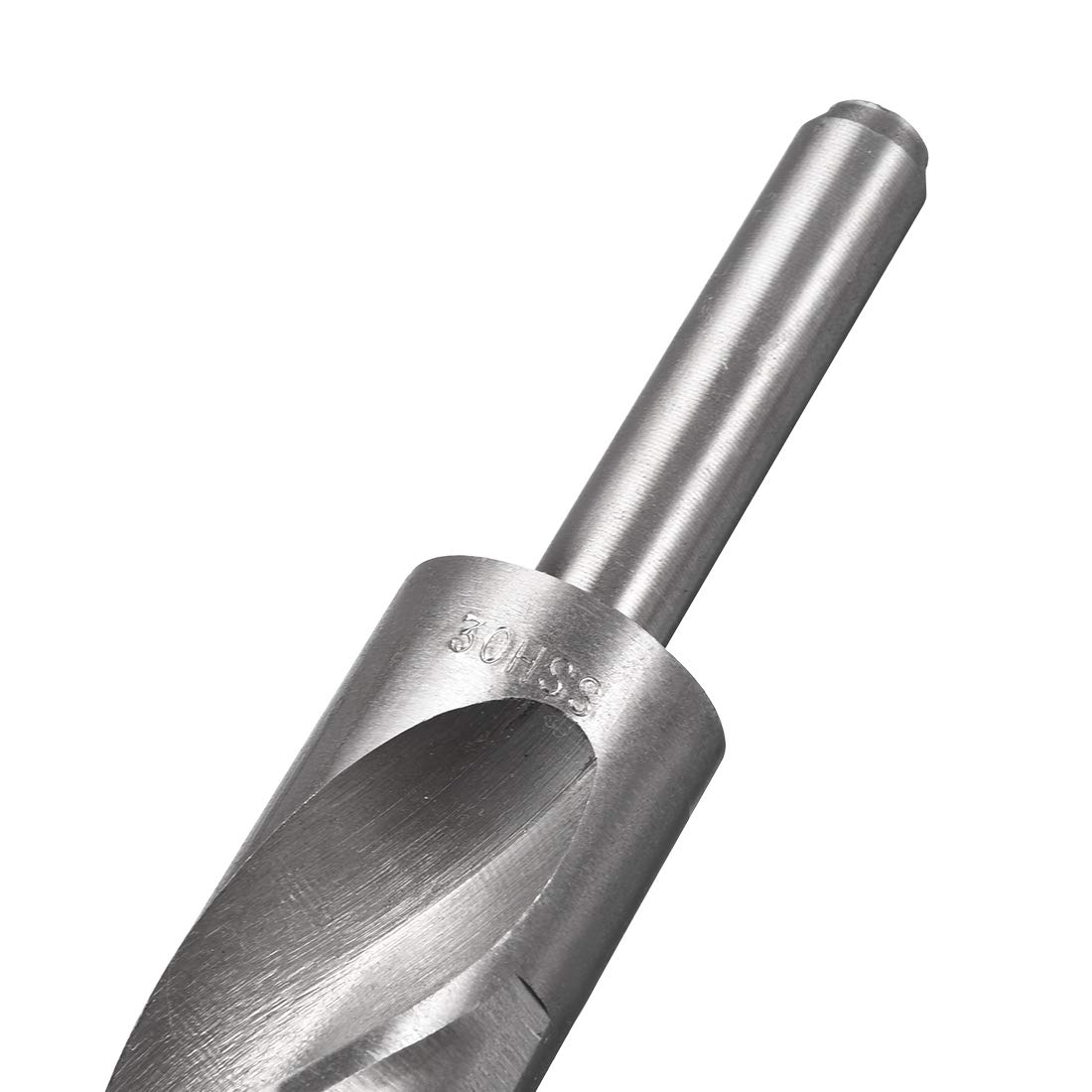 sourcing map Foret Hélicoïdal Mèche à Queue Réduite Tige 30mm en Acier Haute Vitesse HSS 4241 avec Tige Droite de 1/2 pouce Argent