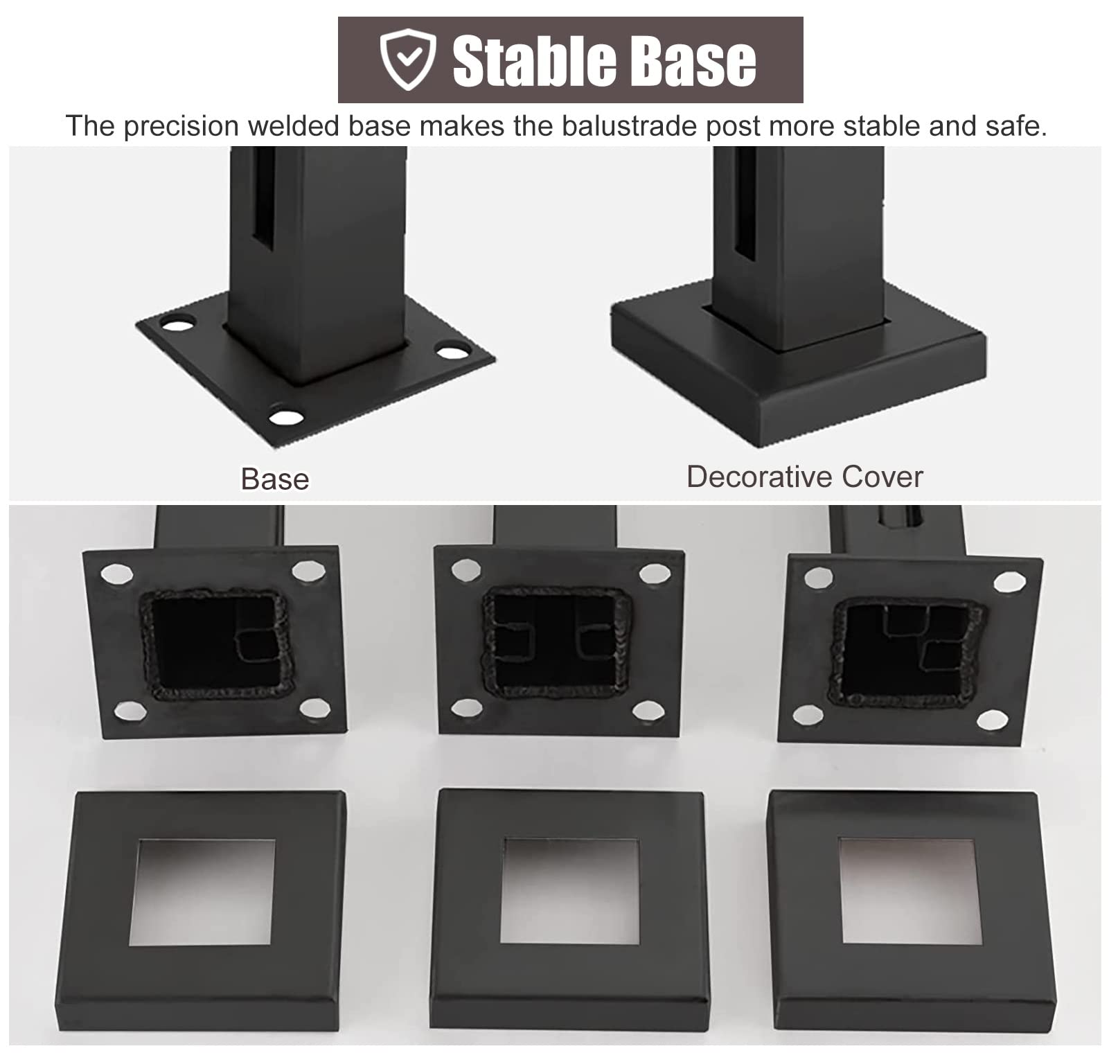 Kit de postes de balaustrada de vidrio resistente, sistema de abrazaderas de panel cuadrado para valla de balcón interior, poste final para pasillos
