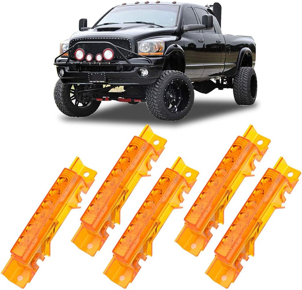 cciyu 6LED Truck Trailer AmberLens Cab Top Roof Running Light Assembly fit For Volvo 2003+ VN/VNL Trucks
