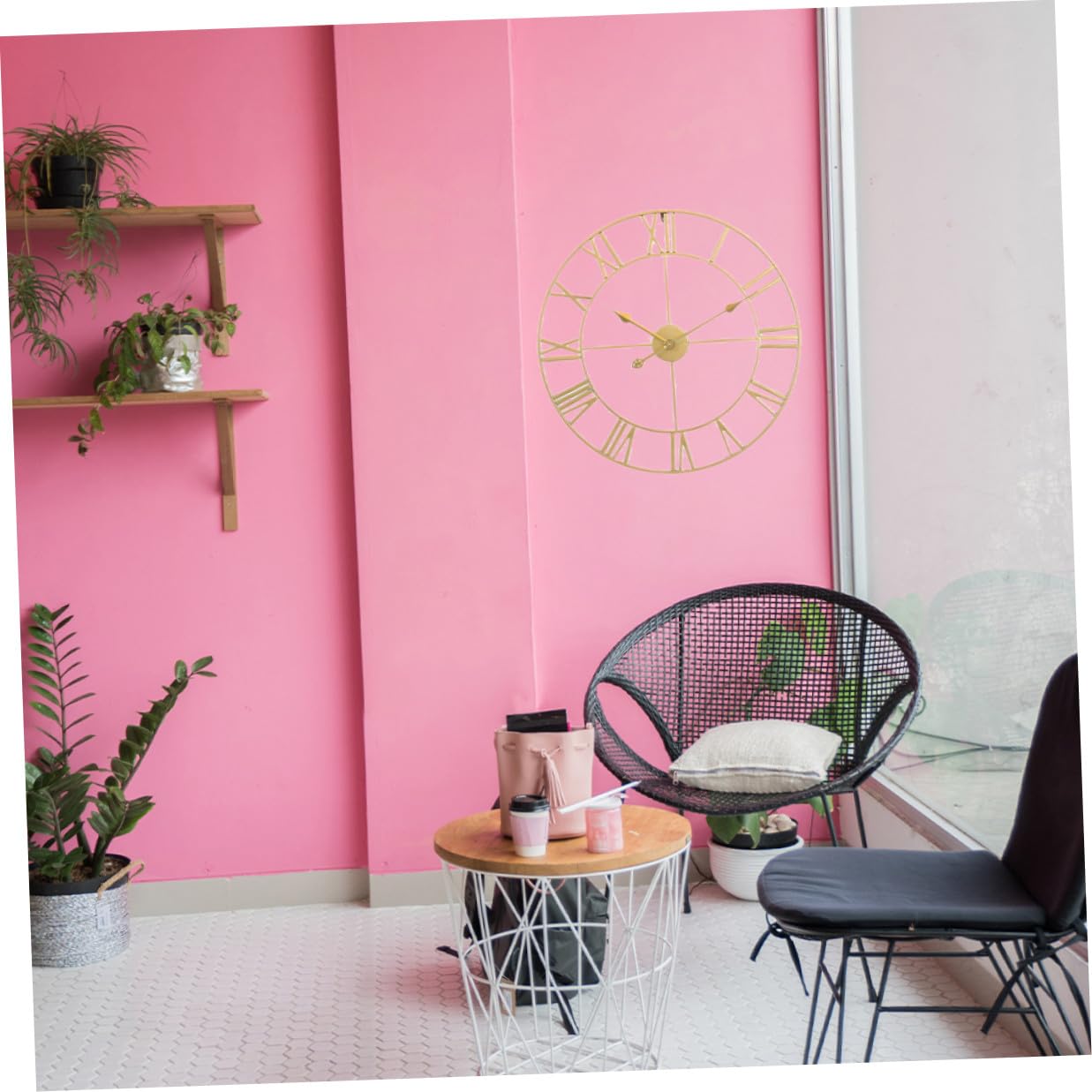 DOITOOL Geräuschlose Eisen Wanduhr für Wohnzimmer und Schlafzimmer, Beige