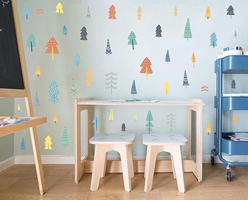 Miniatura 4 de IARTTOP Calcomanía de pared de árboles de bosque coloridos, calcomanía de pared de árboles de bosque para decoración de ventanas, calcomanías de