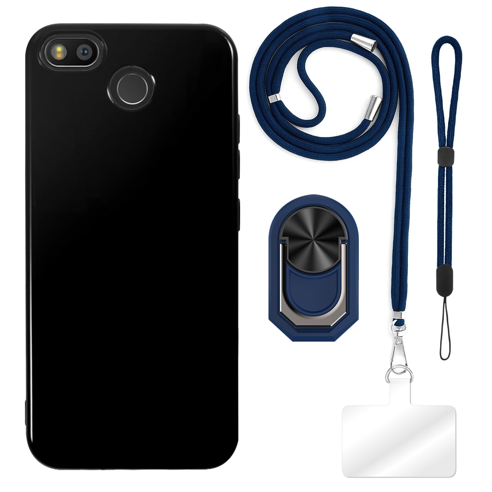 Custodia TPU con Cinturino da Polso, Laccio da Collo e Supporto ad Anello Compatibile con Fairphone 3, Antiurto, Slim, Regolabile, Mani Libere, Resistente