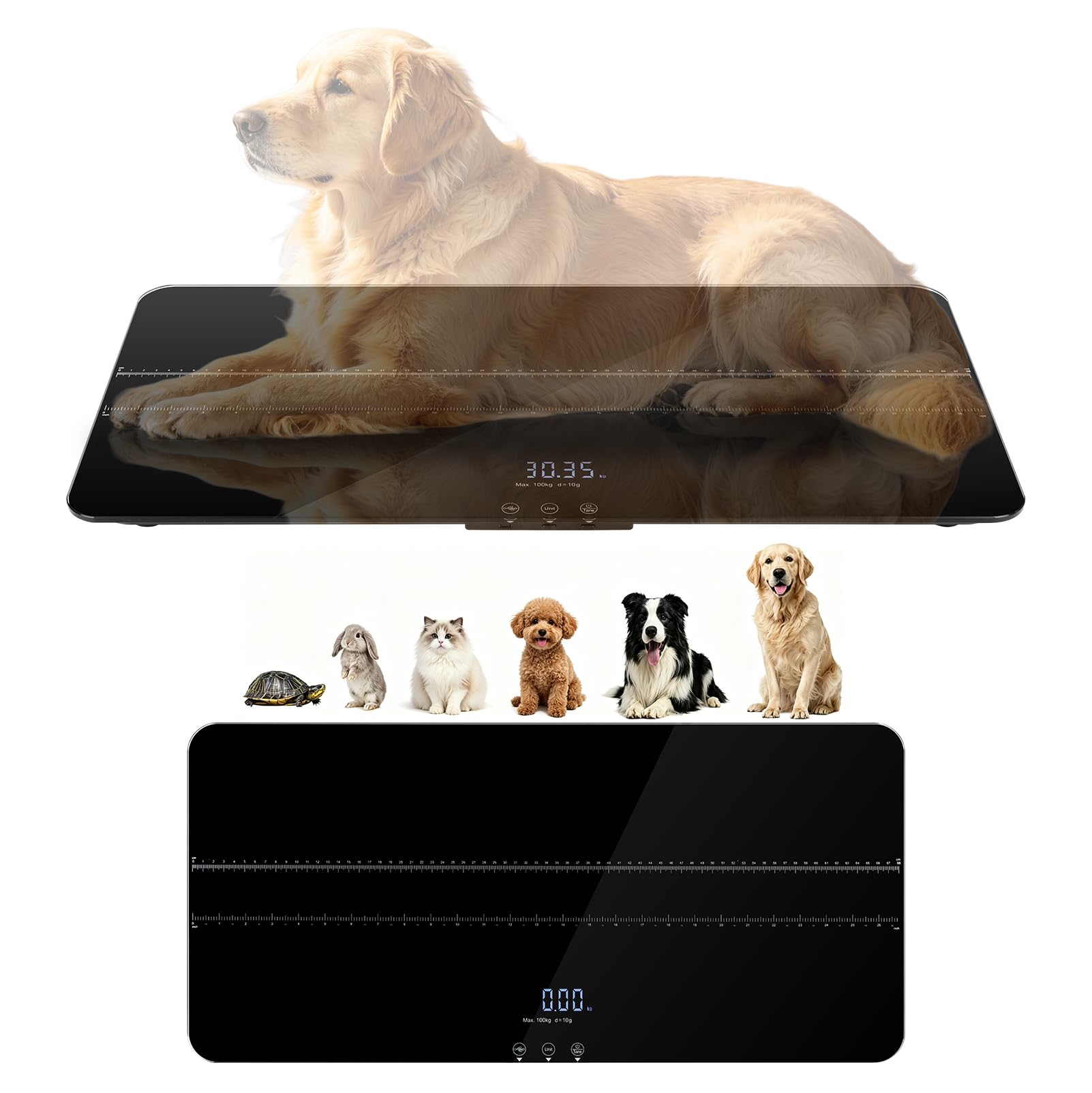 Bilancia Digitale per Cani e Gatti, Display LCD, Ricarica USB