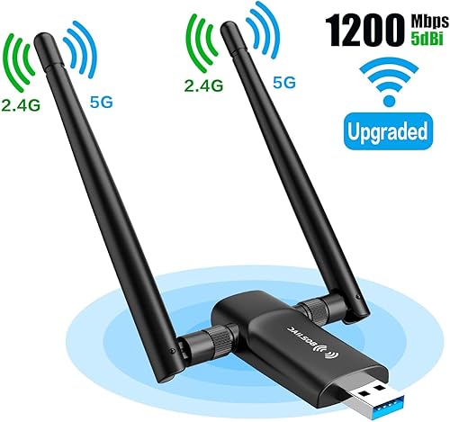 Miniatura 2 de Adaptador WiFi para PC de escritorio de 1200 Mbps - Adaptador WiFi USB Nineplus para PC 5G y 2.4G USB 3.0 WiFi antena para PC Windows 11,10, 7