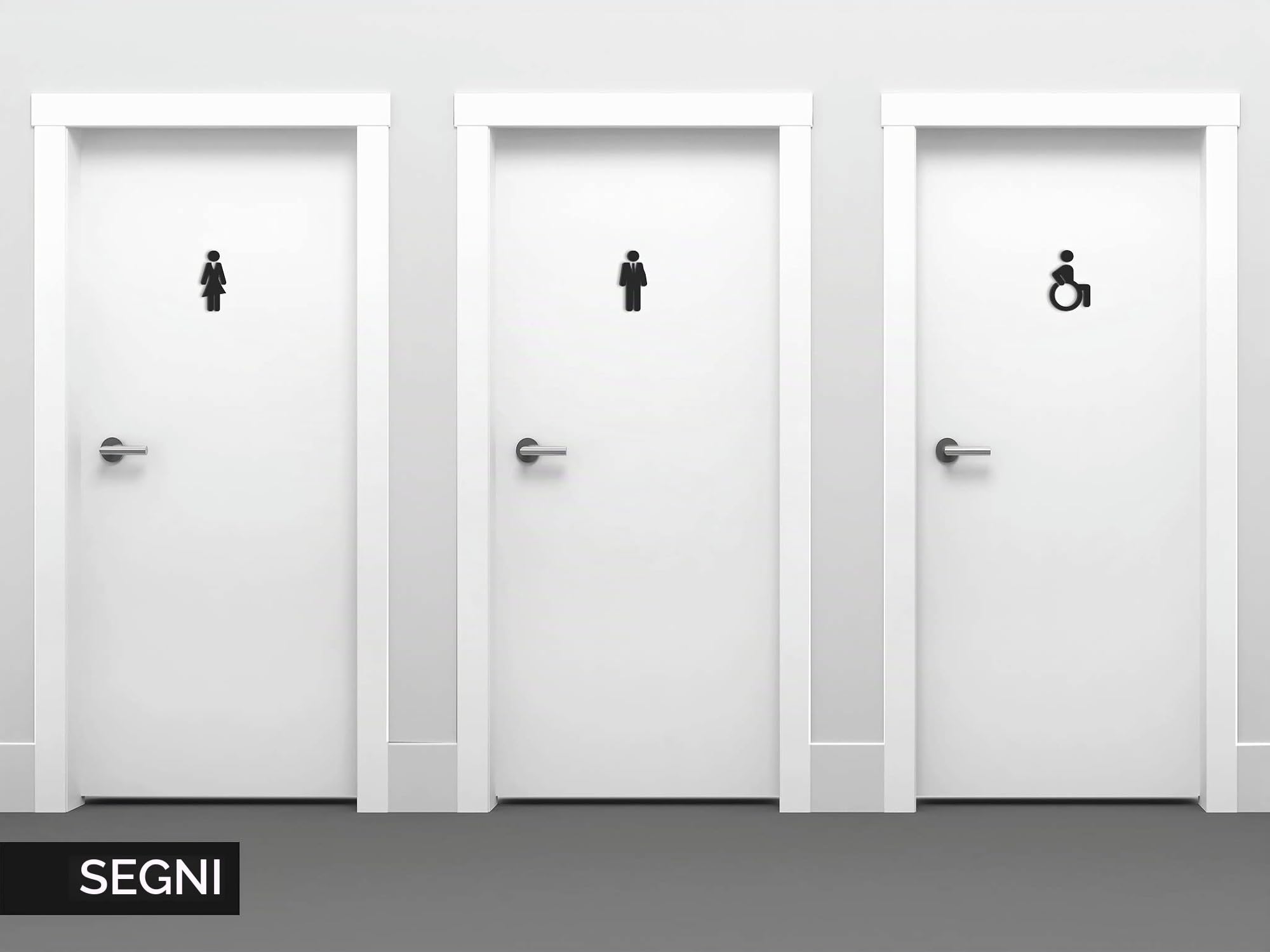 SIGNS - Targa bagno a rilievo (15 cm) - Set adesivo Toilette Serie Dandy WCL - Targhette bagno Uomo Donna Disabile - Adesivi WC Disabili (1 Uomo + 1 Donna + 1 Disabile, Nero)