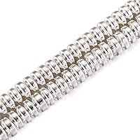 Vista 14 de Cheris - 125 cuentas de metal Heishi de 0.236 x 0.118 pulgadas (0.236 x 0.118 in) chapadas en plata, no magnéticas, cuentas sueltas de hematita