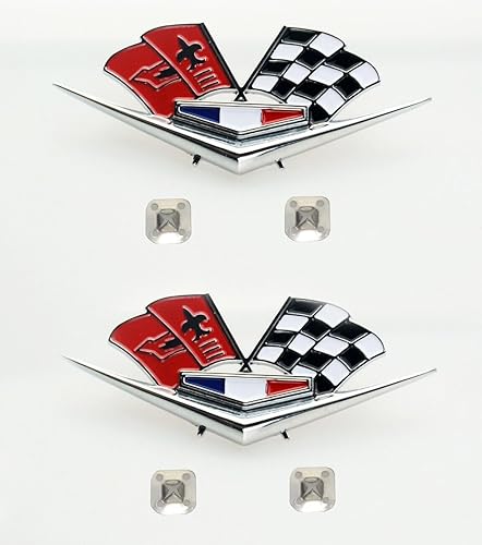 2 emblemas de guardabarros delanteros de Chevy Impala Belair de 1962 1963, par de banderas 3D 327 409 Corvette de repuesto para Corvette (plata,