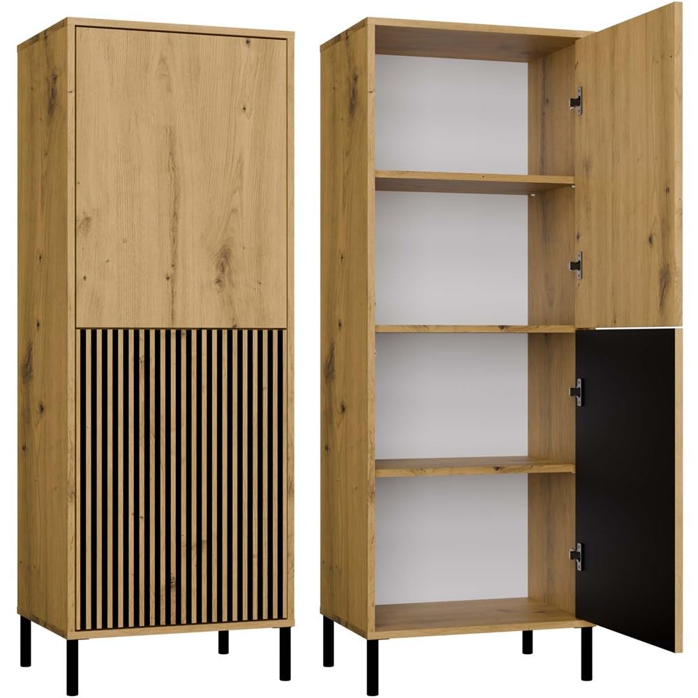 Armario moderno Kamaro 2DK roble Artisan acabado premium para salon