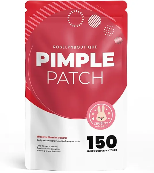 ROSELYNBOUTIQUE Pimple Patches for Face - Hydrocolloid Acne Patches with Tea Tree Oil, Zits Blemishes Pore Strips - Vegan Facial Skin Care Products Cruelty-Free (150 Counts - 4 Sizes)
