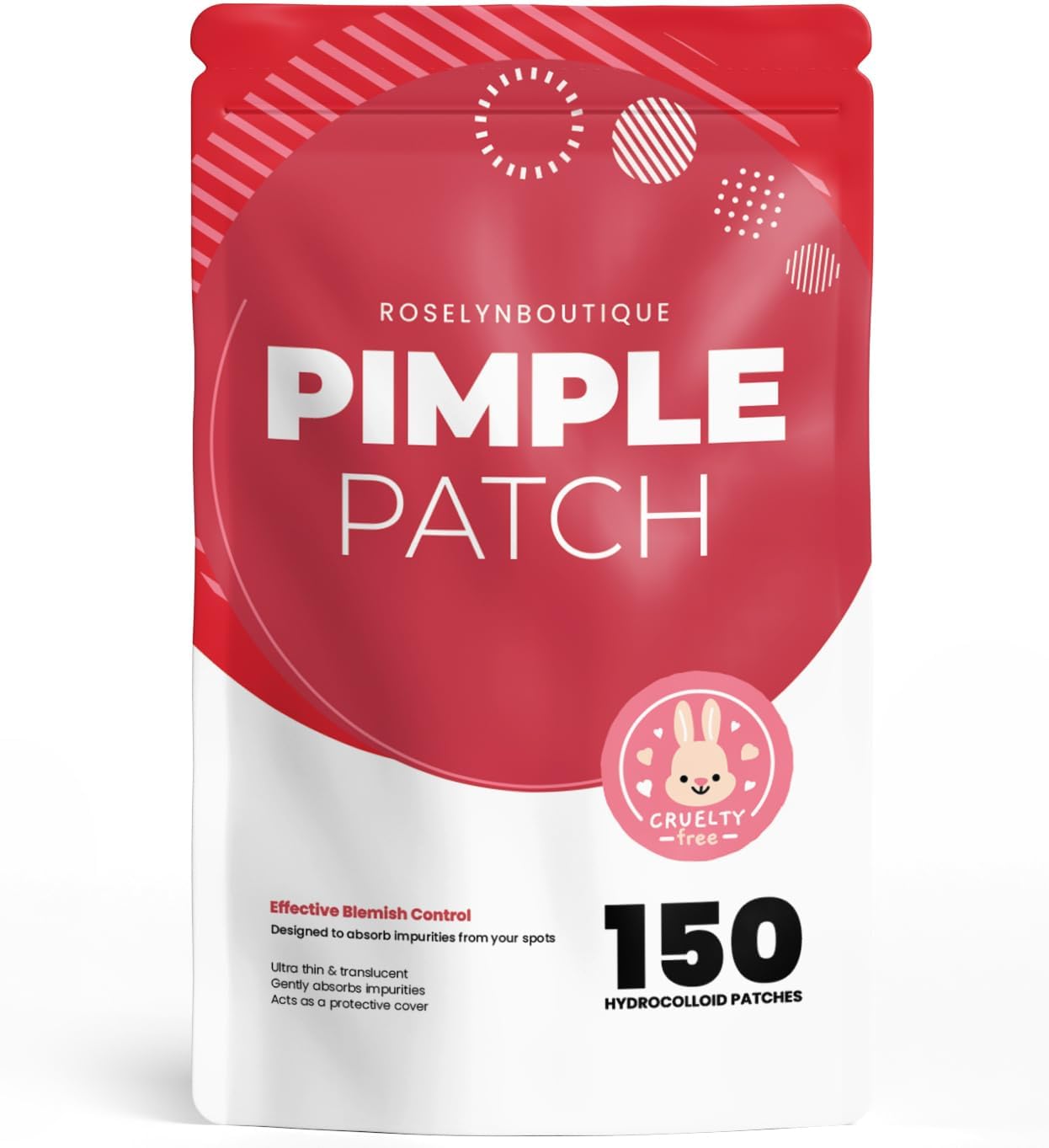 ROSELYNBOUTIQUE Pimple Patches for Face - 150 Dots 4 Sizes Hydrocolloid Spot Patches Skin-Friendly, 150 Clear Dots