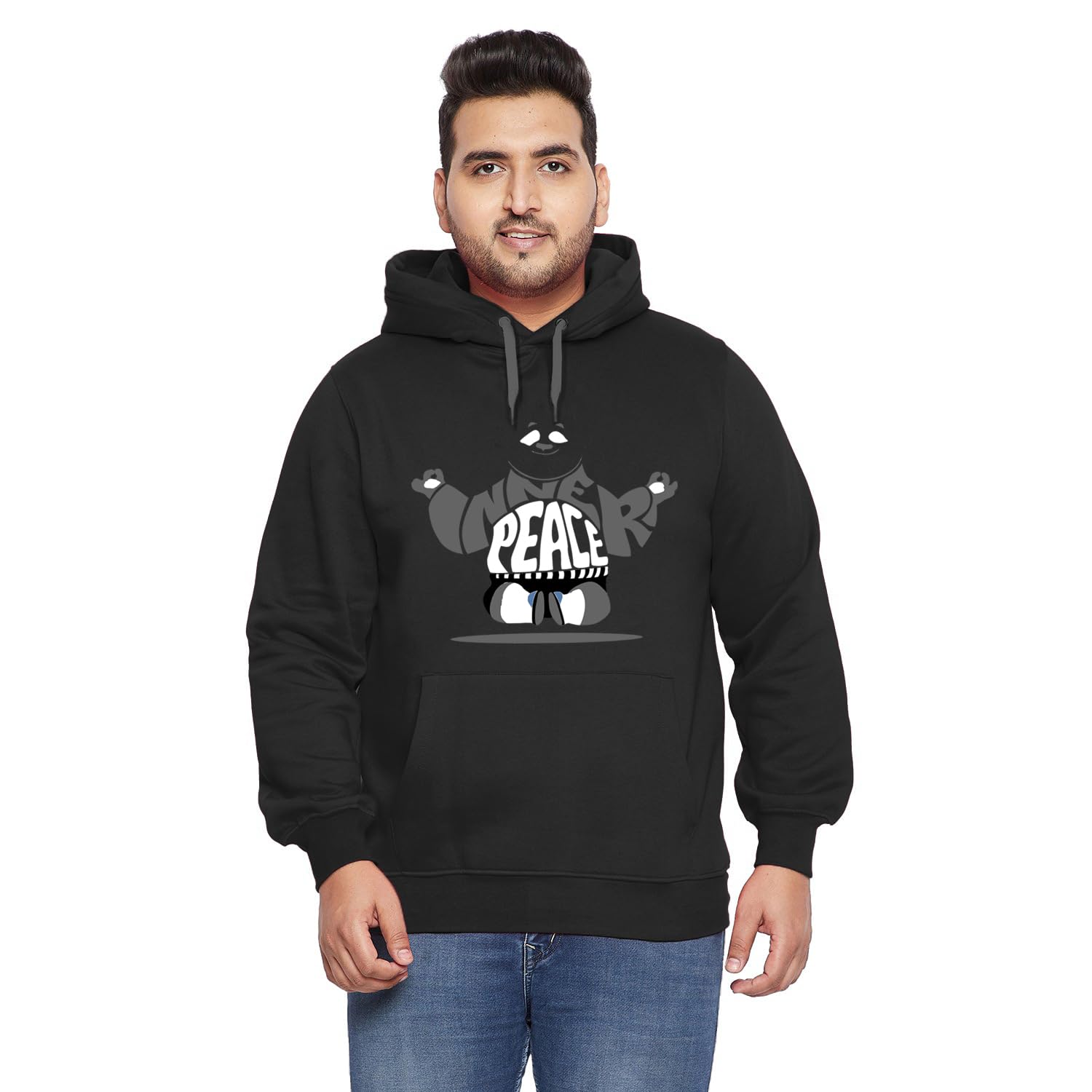West Gate Clothing Plus Size Mens Cotton Hoodies,Hooded Sweatshirt|100% Cotton Hoodies Plus Size Collection for Men|Inner Peace Printed Hoodie-picture-13