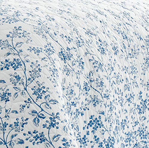 Edredón Laura Ashley azul 100% algodón tamaño King para dormitorio elegante 8