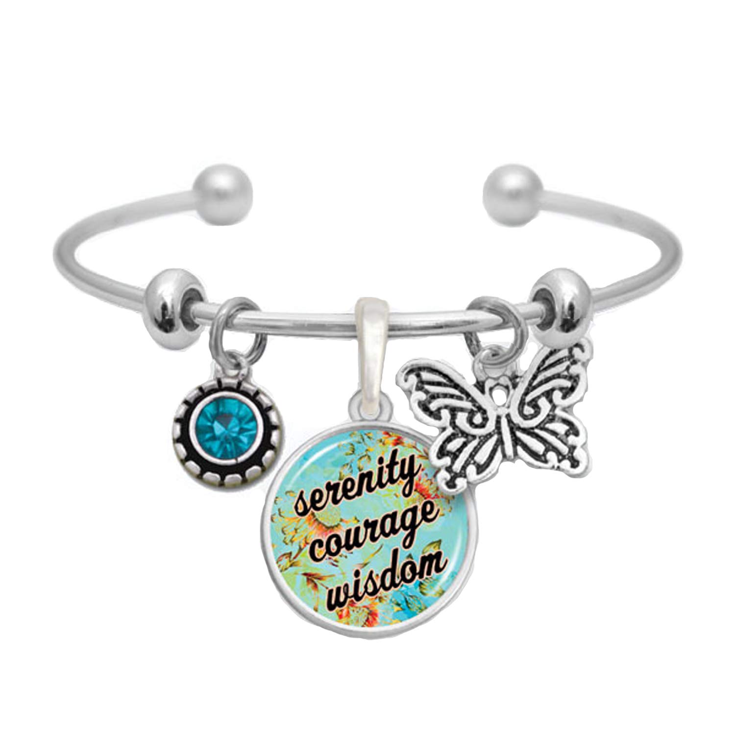 Amazon.com: Serenity Courage Wisdom Silver Butterfly Cuff