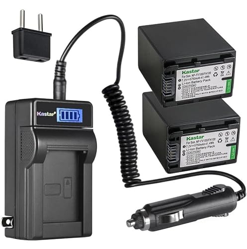 Kastar NP-FV100 Battery + LCD Charger for Sony NEX/NX & PXW camcorders