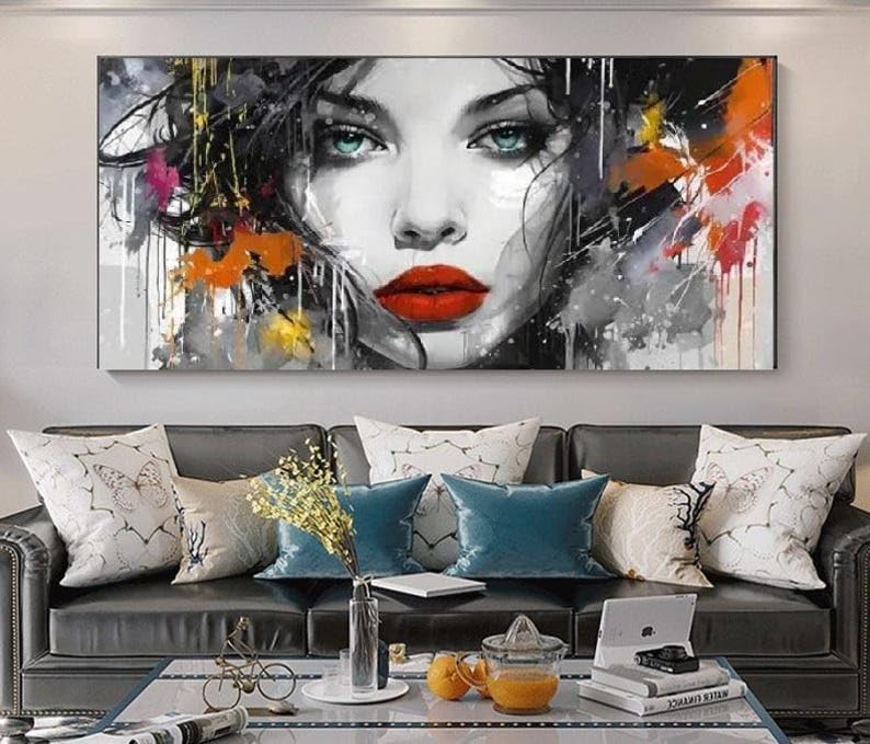 Affiches et impressions abstraites portrait femme moderne 80x160cm sans cadre TONGYINLI