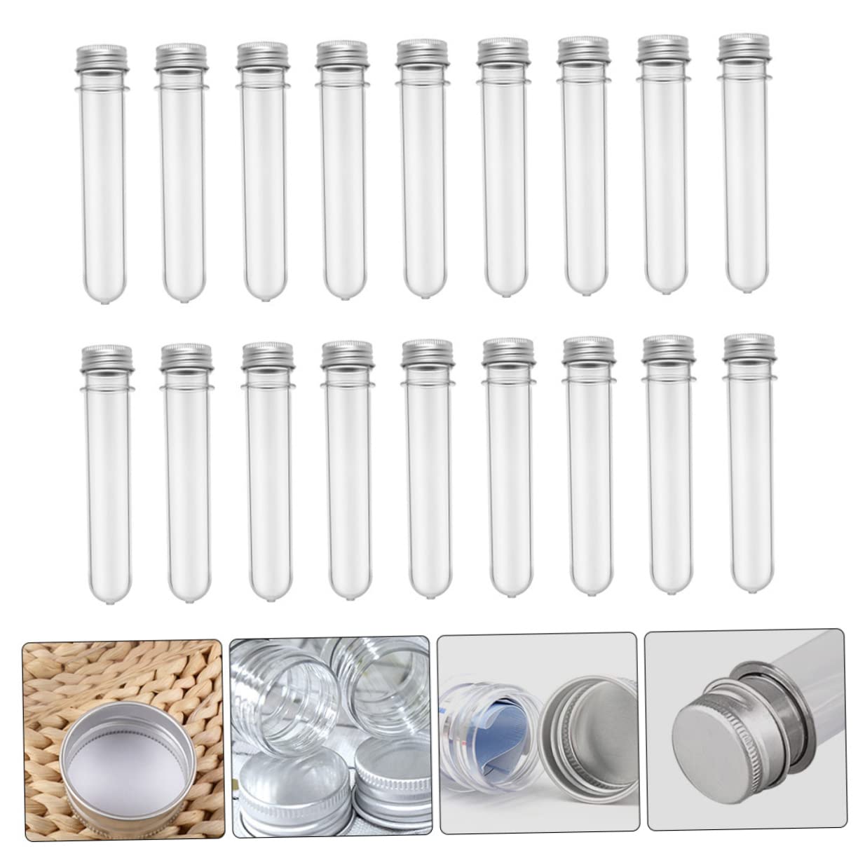 PRETYZOOM 50piezas Botellas de Tubo de Ensayo Transparentes Tubos Cilíndricos de Pet para Dulces Contenedores de Almacenamiento para Manualidades