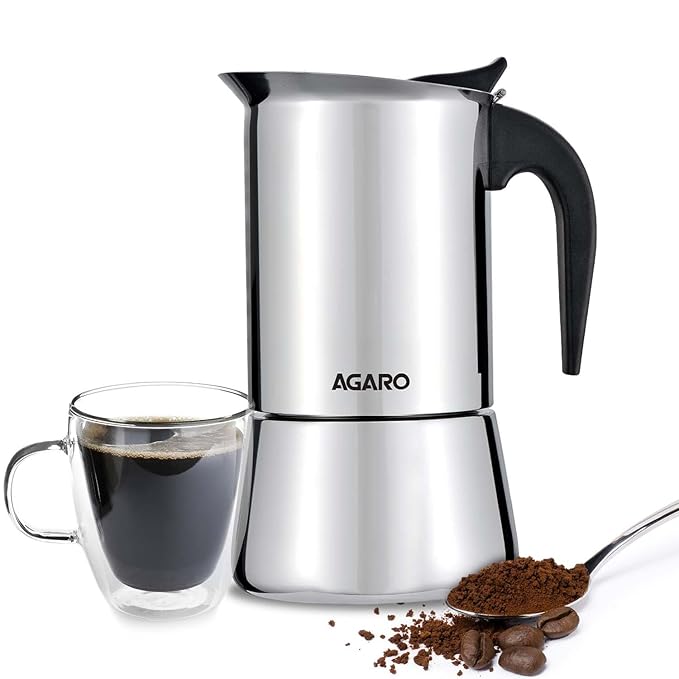AGARO Royal Moka Pot, Stovetop & Induction Cooktop Classic Espresso