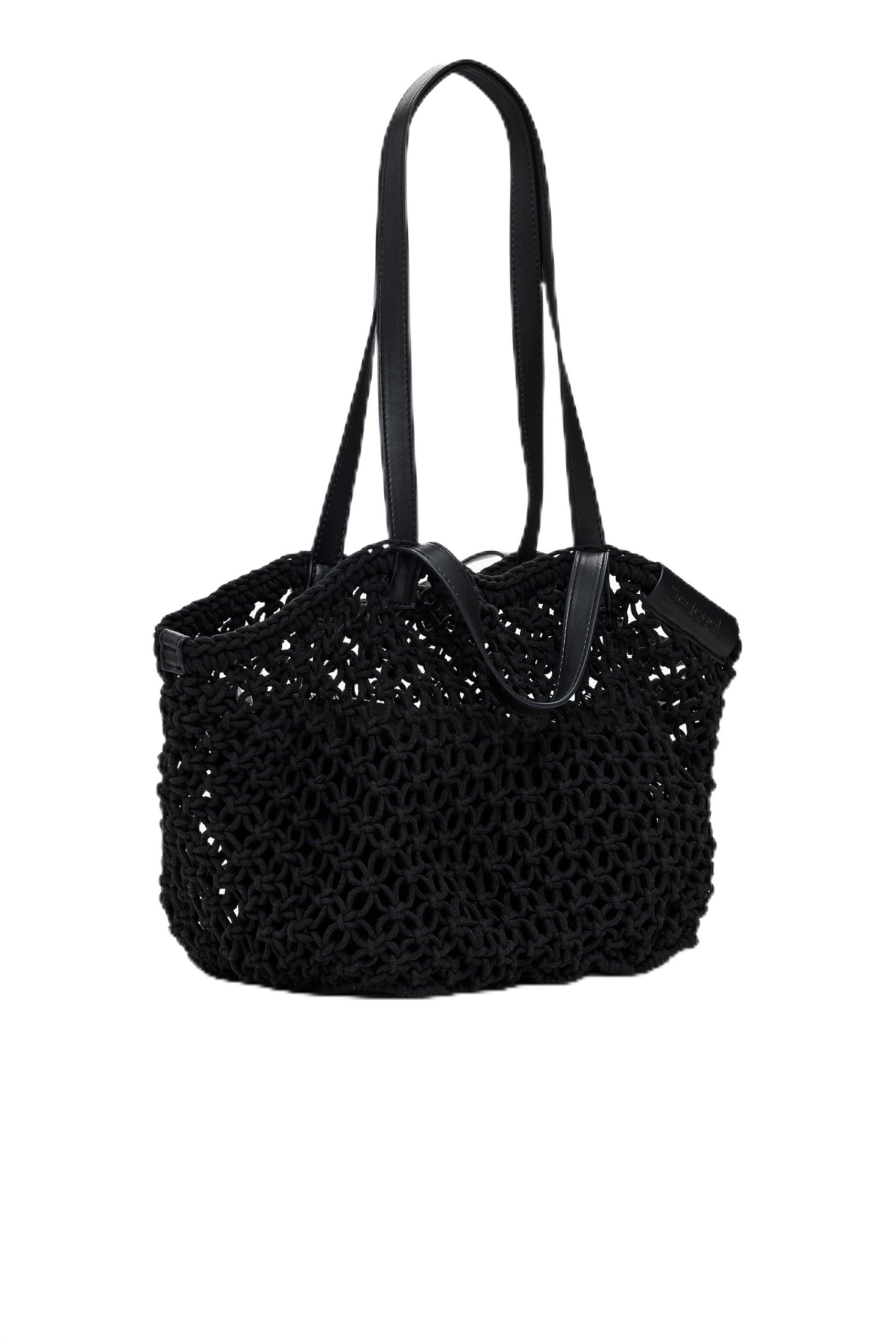 Large crochet shopper bag - BLACK - U
