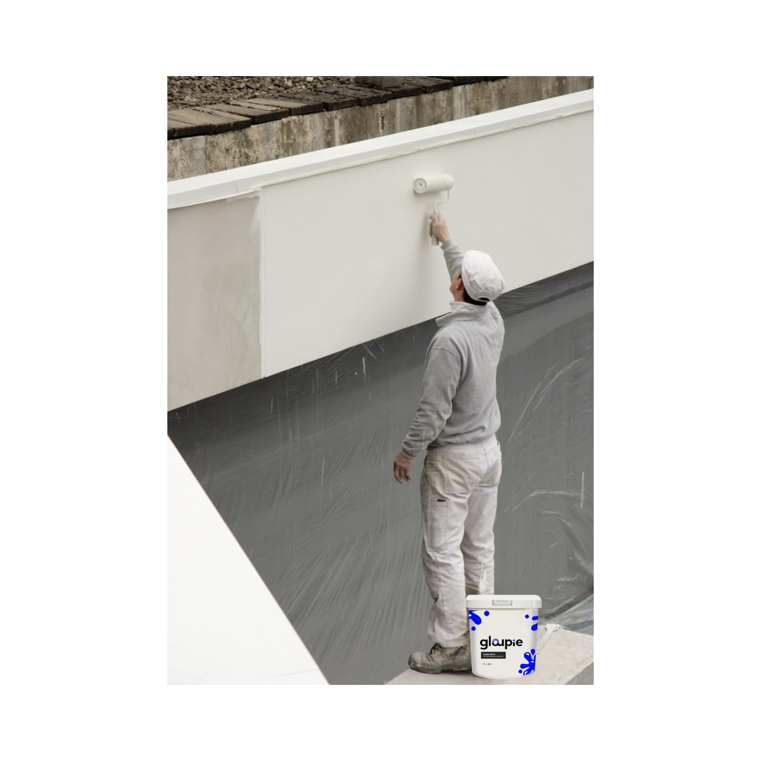 GLOUPIE SUPER TETTO Idropittura Acrilica Elastomerica Per Protezione E Decorazione Di Tetti E Superfici Esterne 14 Lt Bianco