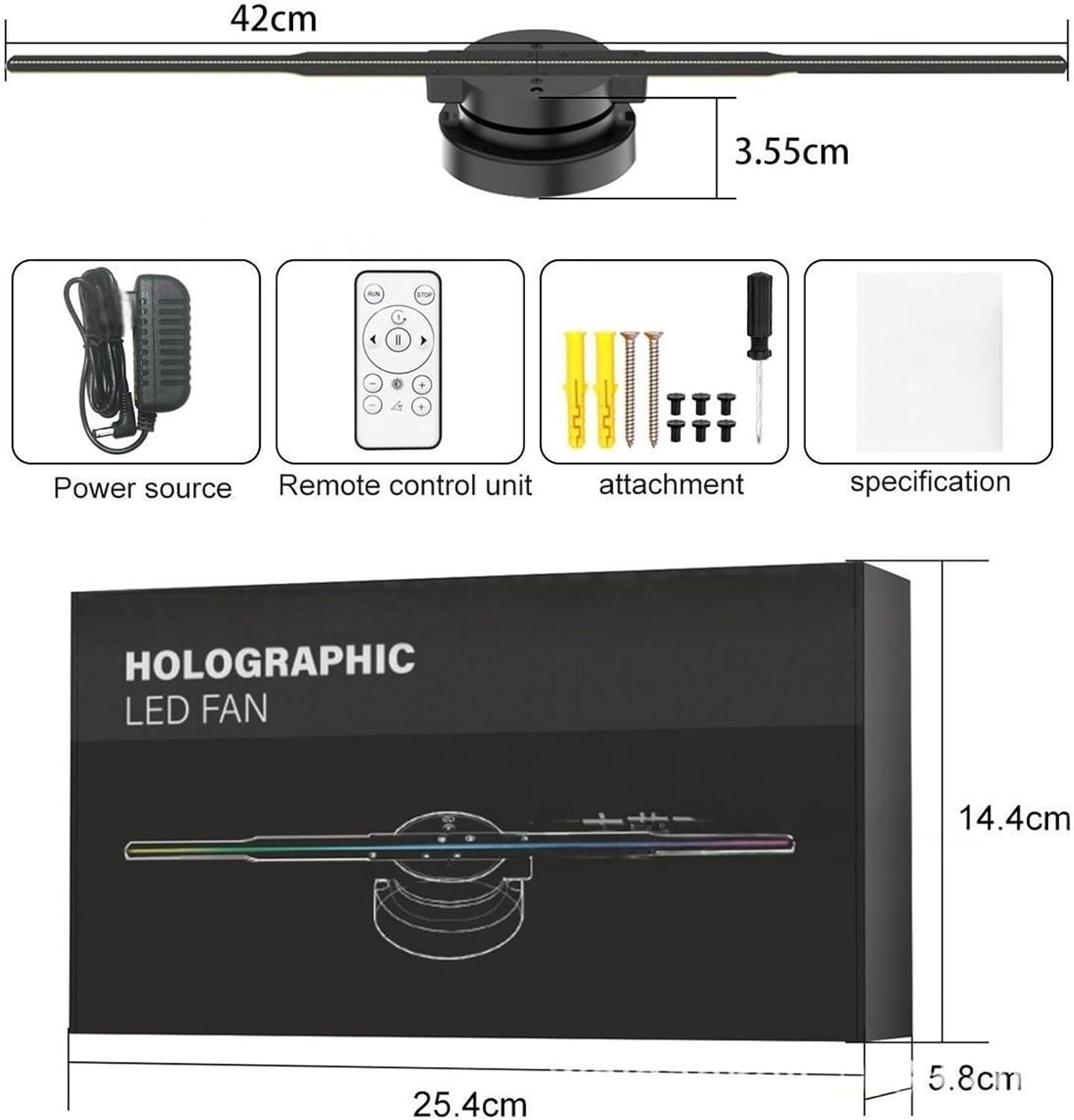 3D Holographic Projector WiFi Hologram Christmas Lights Fan Screen Led Logo Advertising Support APP PC Widely Applicable