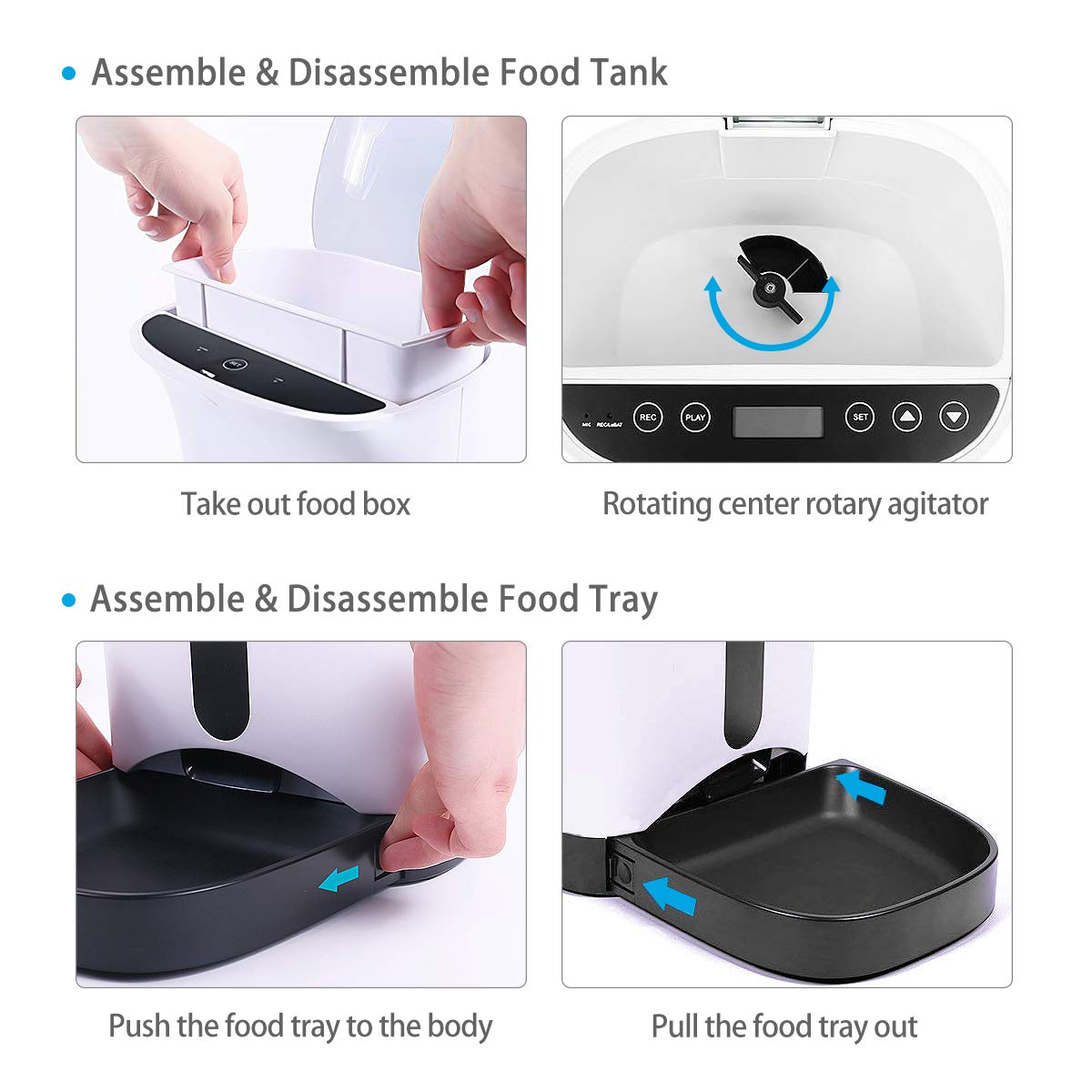 PETCUTE Distributore Automatica per Cani distributore di Cibo per Gatto mangiatoia Automatica per Cani Programmazione Registra Voce Timer Digitale 4.3L