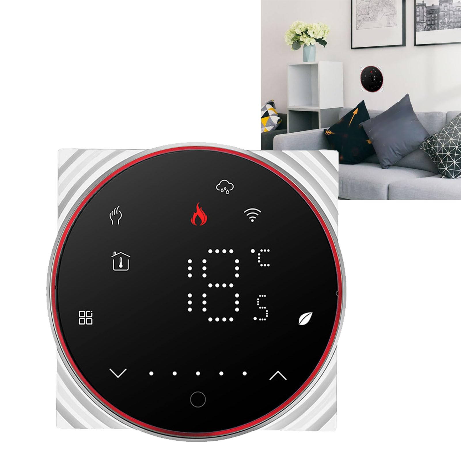 Generic Termostat WiFi Inteligentny Regulator Temperatury z Podświetlanym Wyświetlaczem LCD do Ogrzewania Domu Oszczędność Energii 86 Mm Kwadrat 1 Jednostka (BLACK)