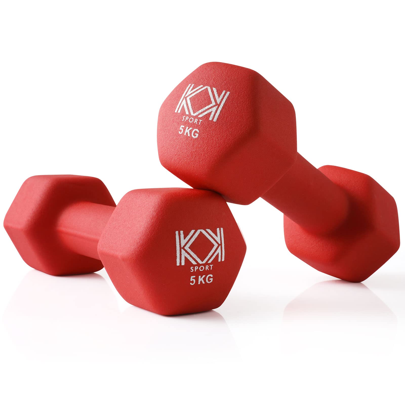 KK Neoprene Dumbbells for Home, and Gym- Hand Weights Dumbbells for Exercise, Fitness, Training, and Weight Lifting (0.5Kg-5Kg) Pair (Black (2 x 5kg))