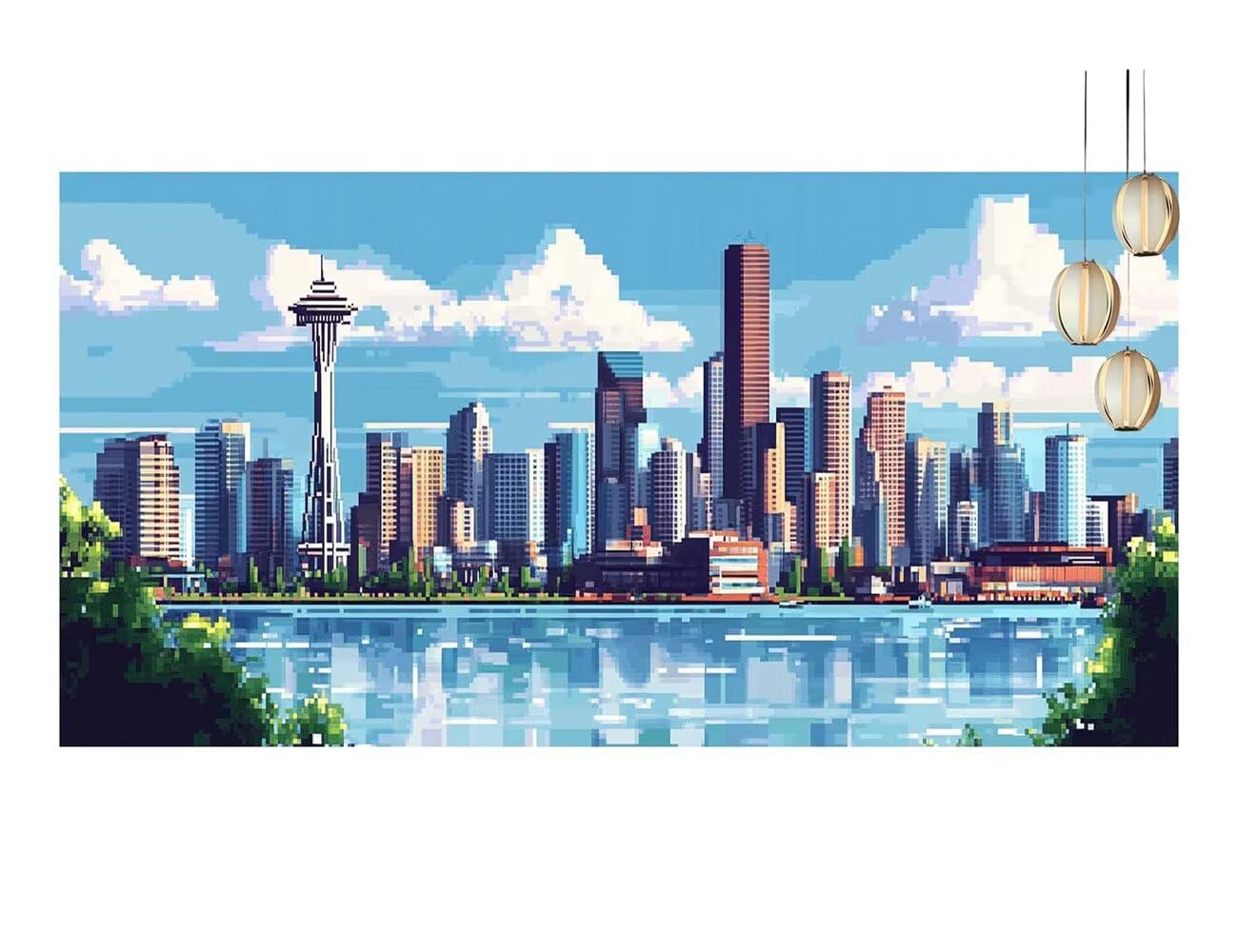 Diamond Painting Europe Diamond Painting Adulte La Ville Broderie Diamant Kit Complet Tableau Perle Diamant Artisanat Grand Format 60x150cm Strass Cristal Point de Croix,Decoration Murale Cadeaux T743