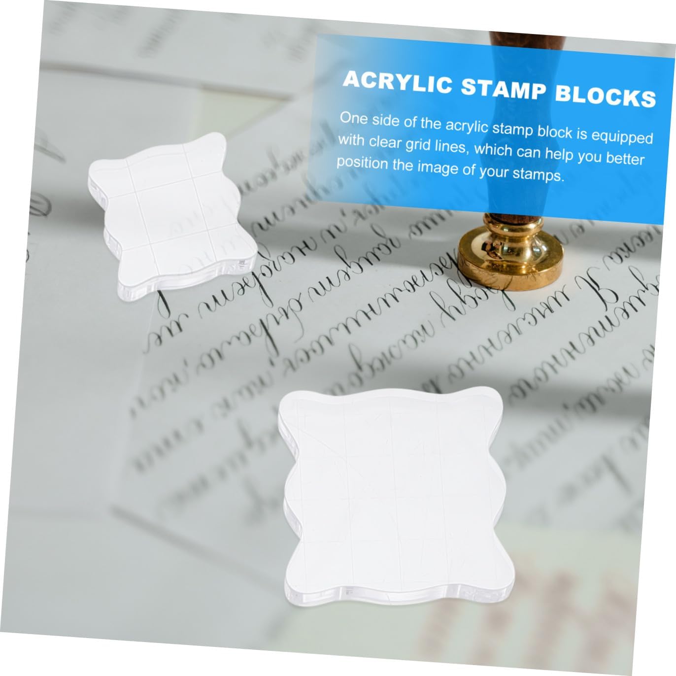 5pcs DIY Acrylic Stamp Blocks and Stamp Handles for Scrapbooking Crafting, Seal Accessories Set with Multiple Sizes for Handmade Card Making and Photo Albums